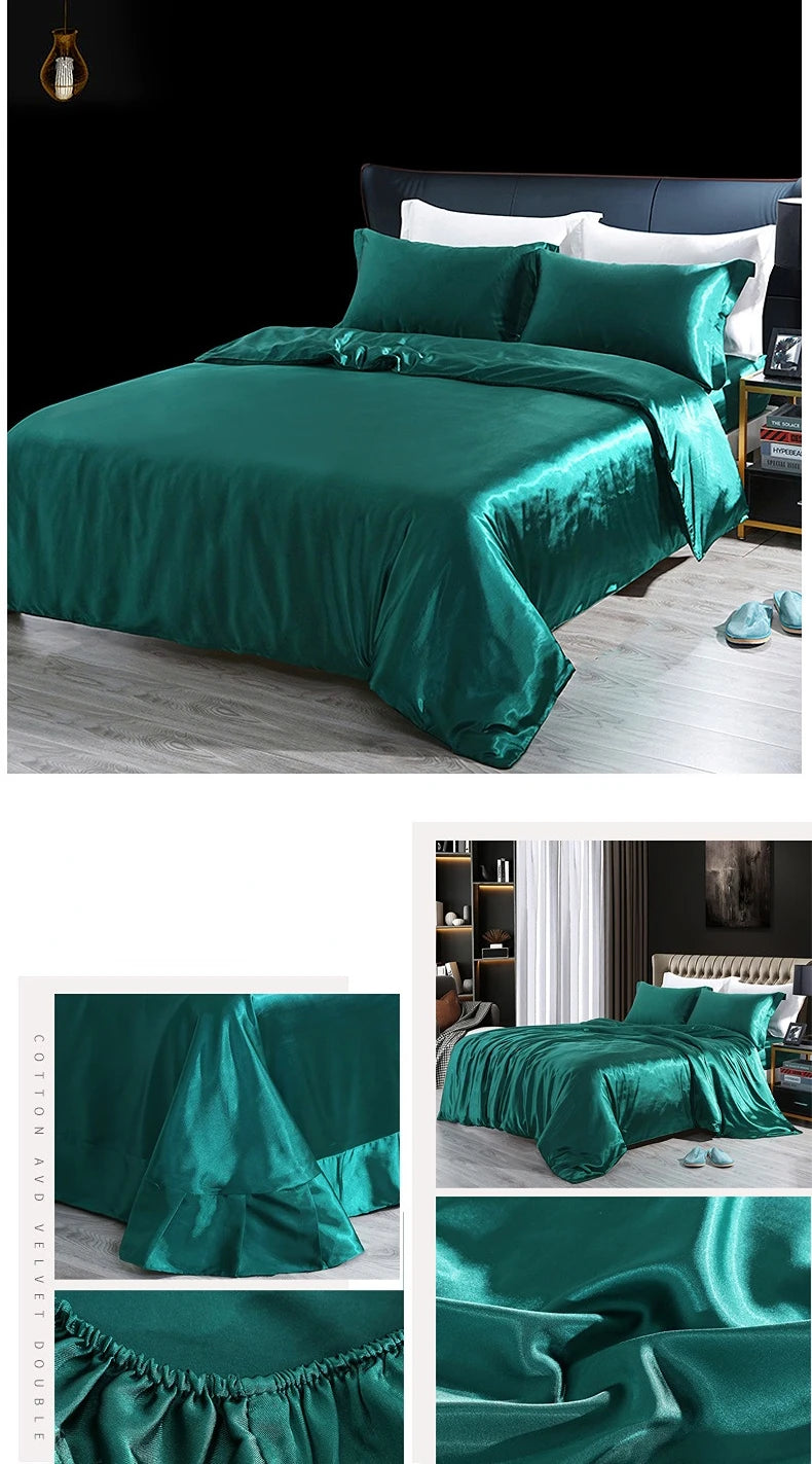 Luxury 100% Mulberry Silk Bedding Set with Duvet Cover Set Double King Queen Size Bedding Cover Kit 4pcs Bed Cover Bed Linen Set