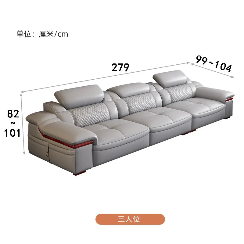 Modern simple leather sofa first layer cowhide living room size corner latex leather sofa