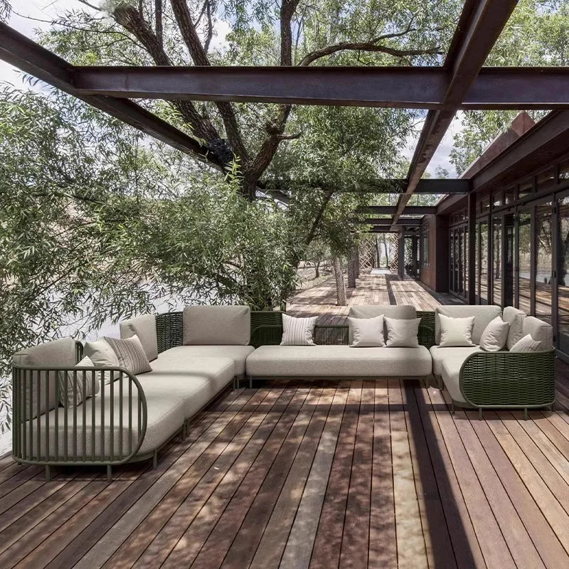 Outdoor sofa combination outdoor courtyard open-air villa living room hotel famous club rattan sofa