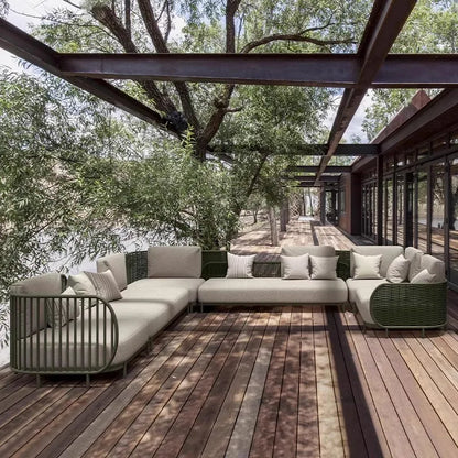 Outdoor sofa combination outdoor courtyard open-air villa living room hotel famous club rattan sofa