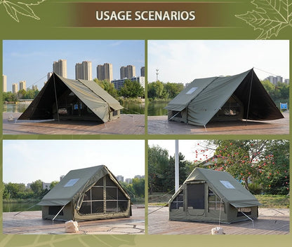 Large Outdoor Rainproof Shade Camping Inflatable Tent with Expanded Canopy Set One-piece Air Columns Parent-child Camp Marquee