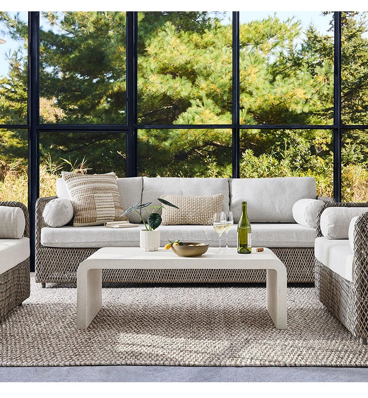 Modern Concrete Fiber Cement Tea Table  Outdoor side Table Furniture rectangle Concrete Coffee tables bench