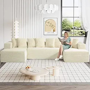 Modular Sectional Sofa In Corduroy With Memory Foam For Living Room, Modern Deep Seating Living Room Sofas Modern Apartment