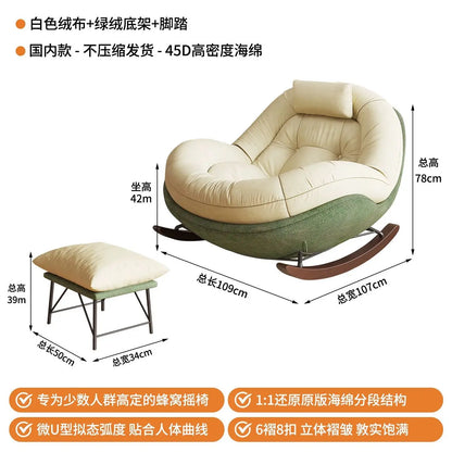 Modern Teddy Fleece Rocking Chair Upholstered Leisure Rocker Lounge Chair For Living Room Bedroom Balcony
