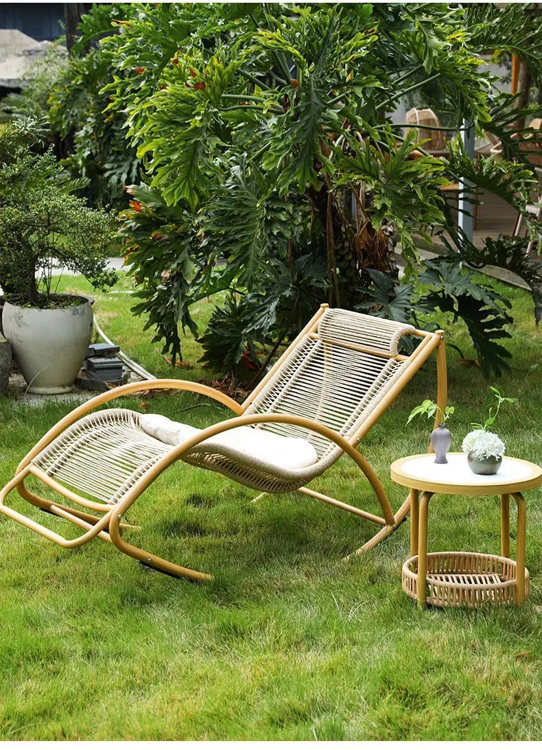 Balcony leisure rocking chair waterproof sunscreen courtyard recliner rattan