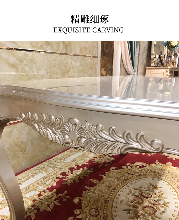 A07 French solid wood dining table and chair combination luxury carved dining table household rectangle