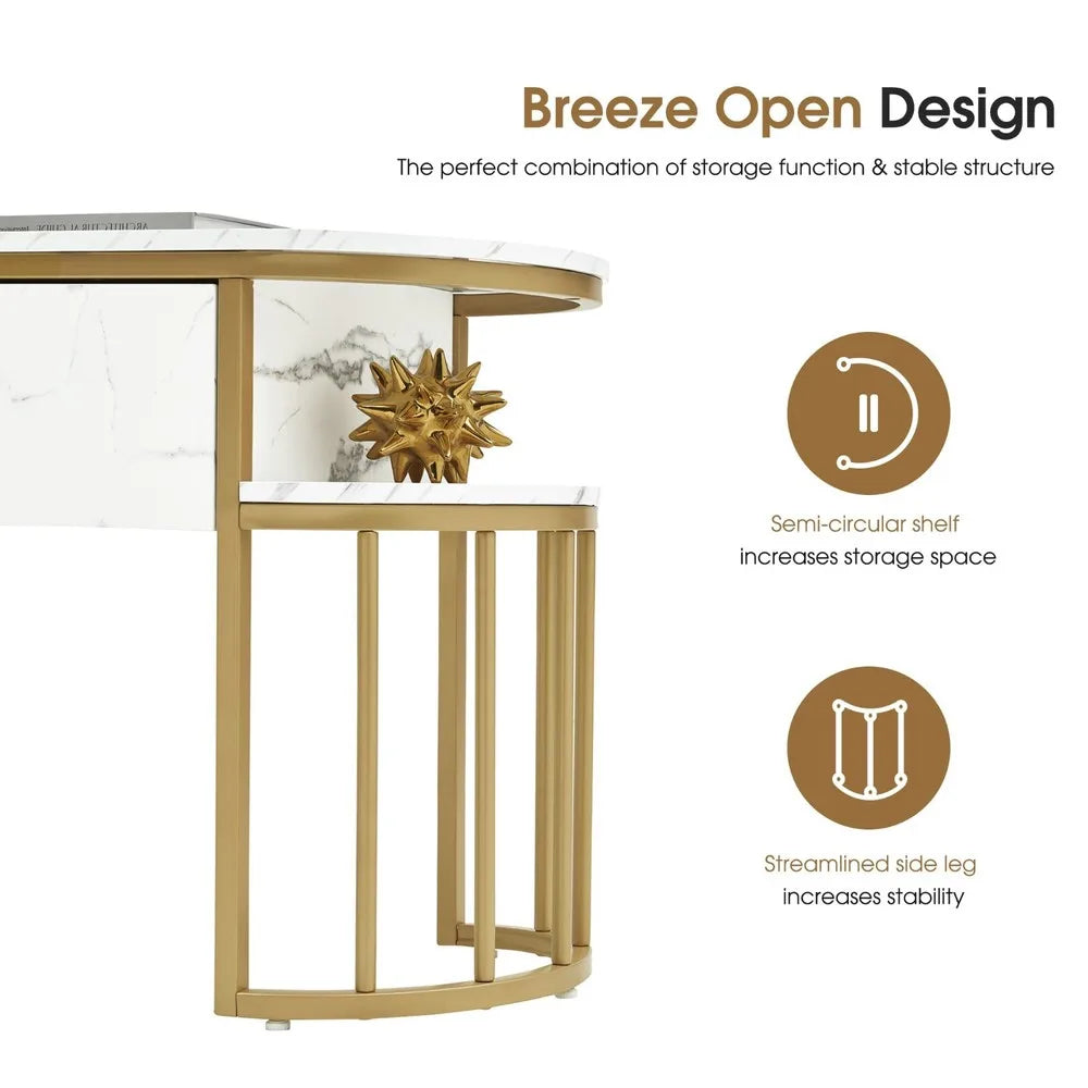 Console Table with Storage Shelf, Sofa Table with Gold Legs for Entryway