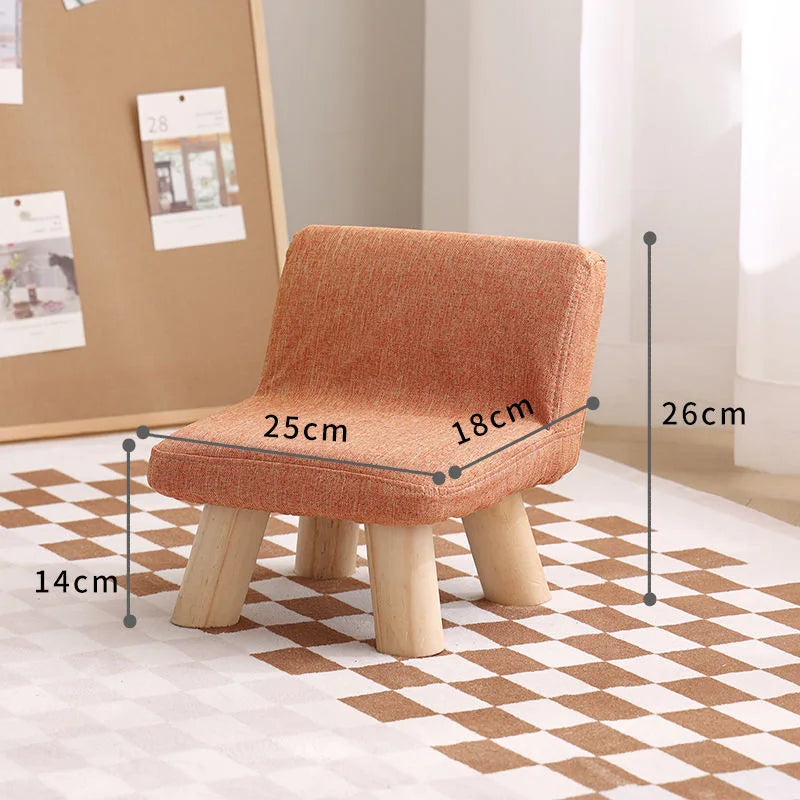 Nordic Wooden Chair with Backrest Strong Load Capacity for Bedroom Living Room Shoe Changing Low Chair Stool Home Furniture