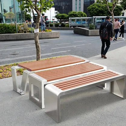 Dossier de jardin en fer forgé, banc de loisirs solide Anti-Corrosion, banc d'extérieur moderne en acier inoxydable, plastique et bois, Patio Park