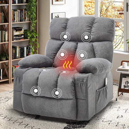 "Oversized Massage Recliner - Vibration/Heat Rocker with Side Pocket & USB Port, Ergonomic Nursery Chair for Living Room"