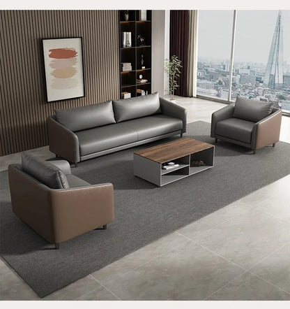 Office Sofa Modern Meeting Guests Business Reception Negotiation Leisure Area Modern Leather Sofa Coffee Table Combination Set