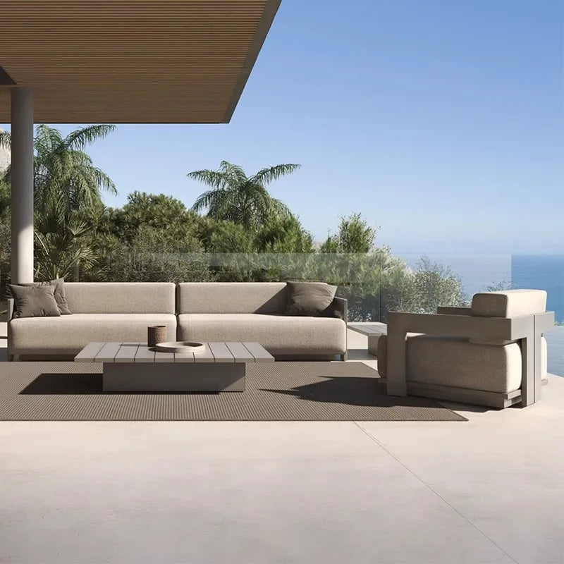 Outdoor Sofa Set Garden Furniture Lounge Furniture Sofa Outdoor Sofa Set Waterproof Aluminum Alloy Solid Wood
