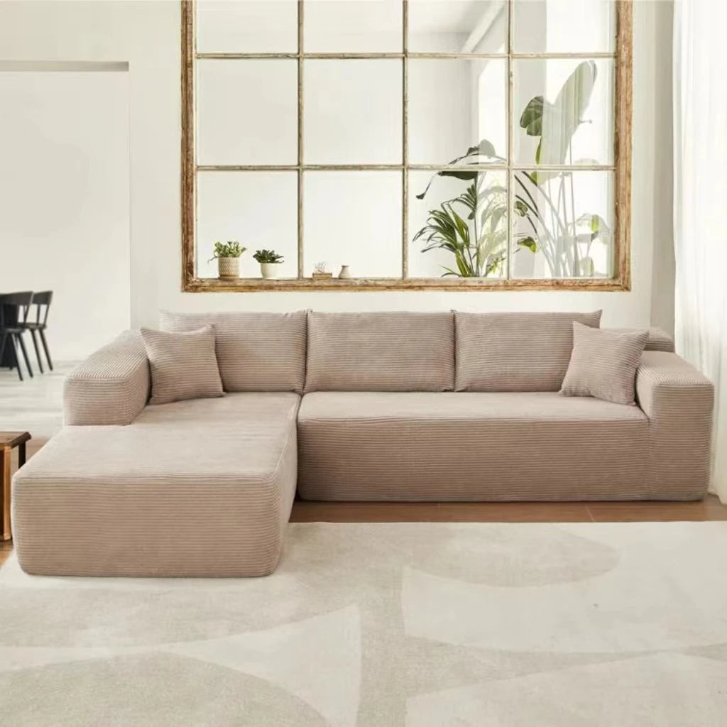 Modern tufted combination fabric compression combination sofa set L-shaped corner unit hotel villa apartment living room use