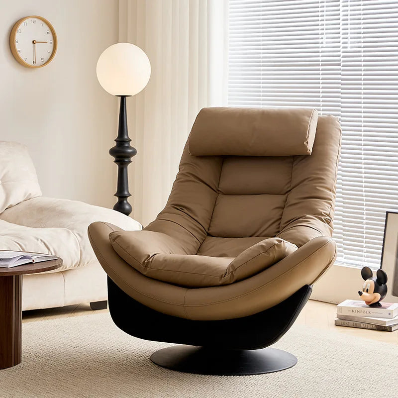 Light luxury single sofa chair rotatable designer casual lazy sofa Nordic living room balcony reclining single r &