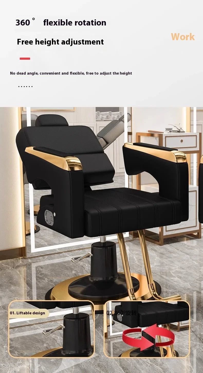 2025 Luxury Personalized Chair Barber Classic Hydraulic Reclining Release Salon Chair Leg Rest Professional Barberia Furniture