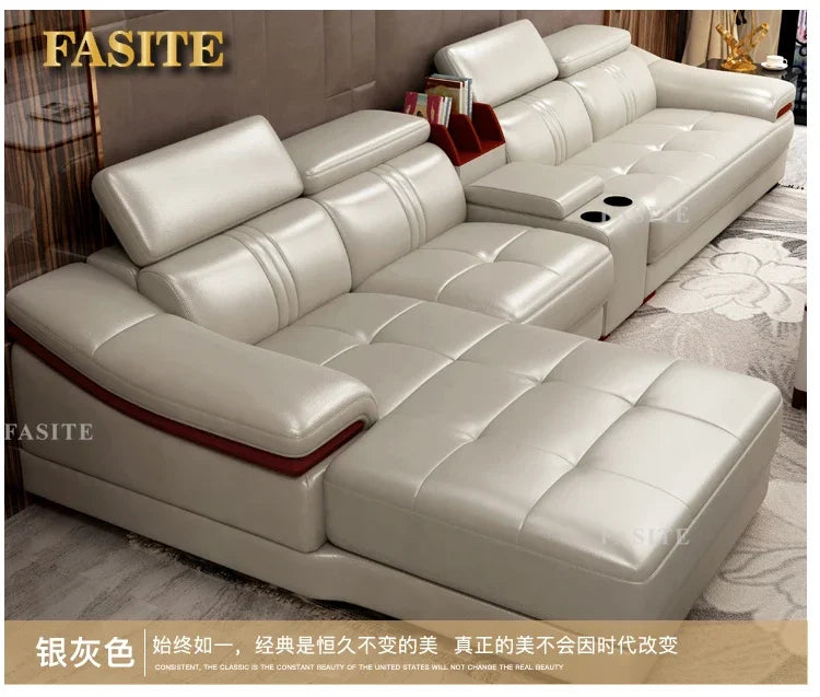 Genuine leather sofa head layer cowhide small unit,simple and modern functional, fashionable leather sofa combination decoration