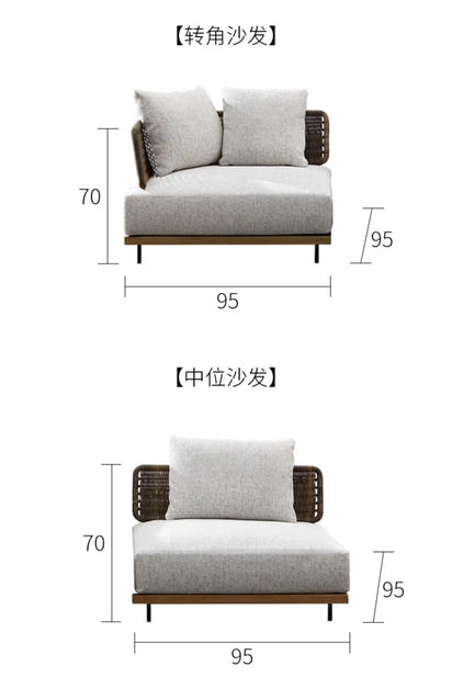 Italian Style Modern Garden Sofas Designer Simplicity Waterproof and Sunscreen Garden Sofas Luxury Outdoor Furniture Divano FYOS