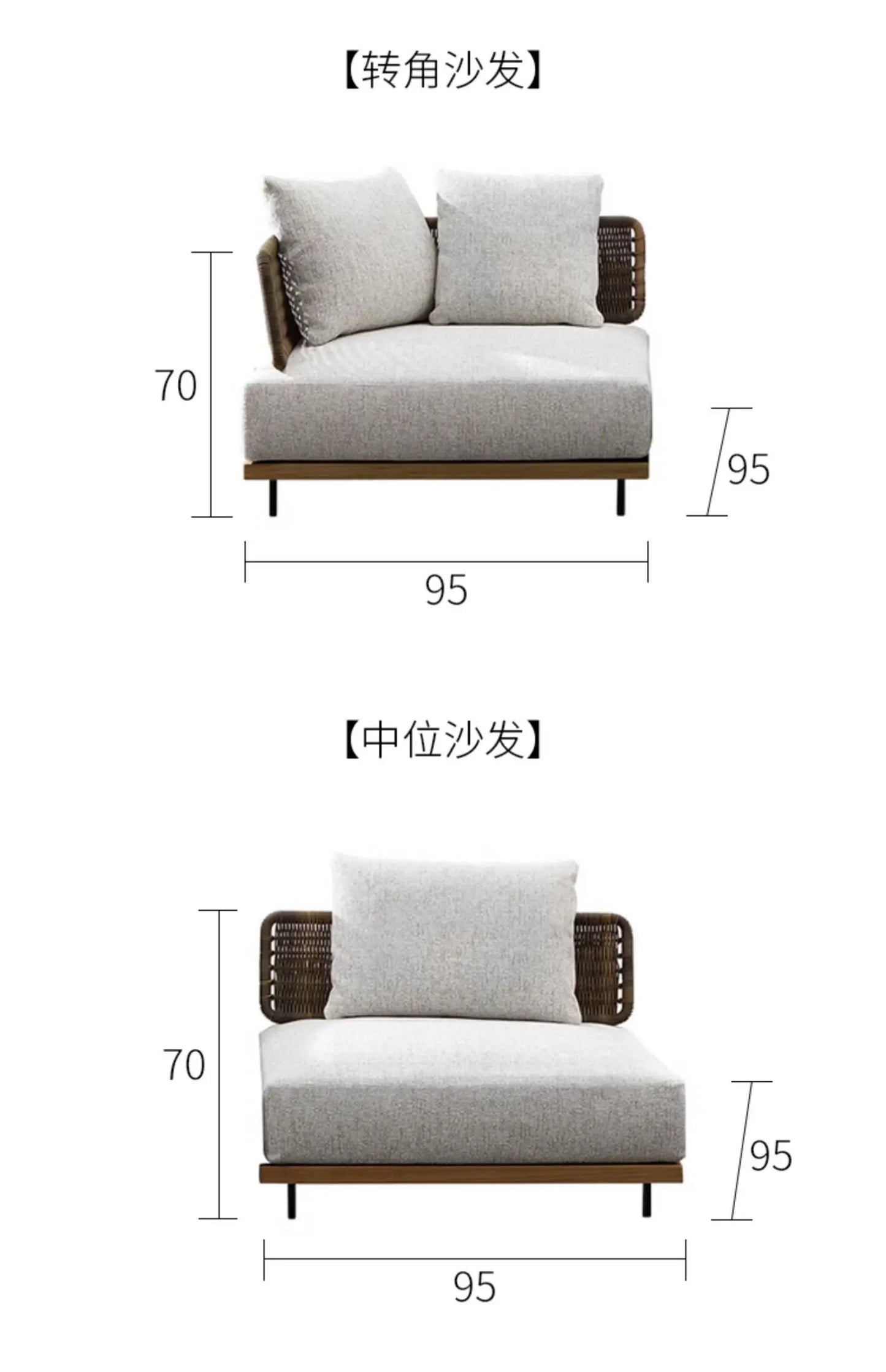 Italian Style Modern Garden Sofas Designer Simplicity Waterproof and Sunscreen Garden Sofas Luxury Outdoor Furniture Divano FYOS