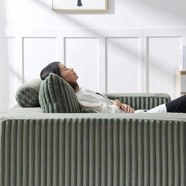 Modern Luxury New Striped Velvet Fabric Single Seat Compression Sofa with Ottoman Space-Saving for Living Room Bedroom