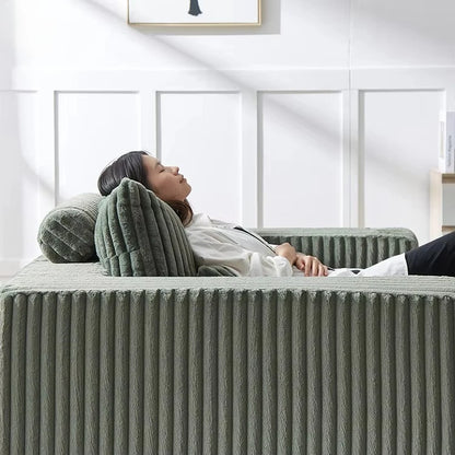 Modern Luxury New Striped Velvet Fabric Single Seat Compression Sofa with Ottoman Space-Saving for Living Room Bedroom