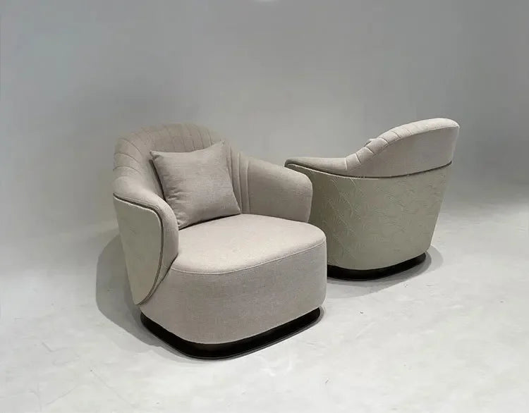 Italian light luxury single sofa chair villa living room home leather armchair model room designer leisure