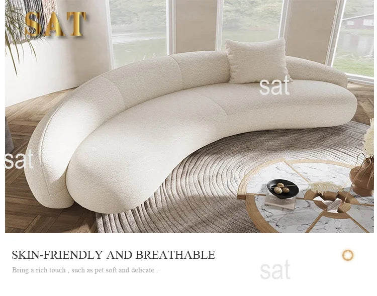 Modern Minimalist White Half Circle Designer Couches Luxury Sofa Set Design Lounge Round Curved Sofa Couch