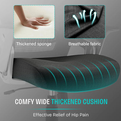 Ergonomic Office Chair with Adjustable Lumbar Support, Flip-up Arms, Tilt Function, Wide Mesh Seat