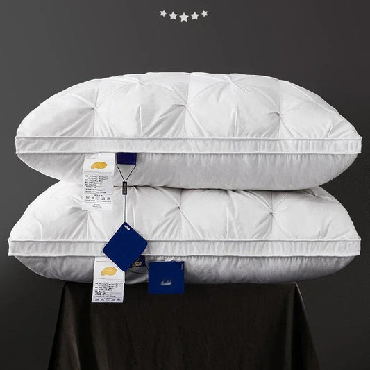 Goose Down Pillow White Cotton PillowCover Rectangle Bedroom Sleep 5-Star Hotel Pillow Low-Mid-high Pillows for Sleeping