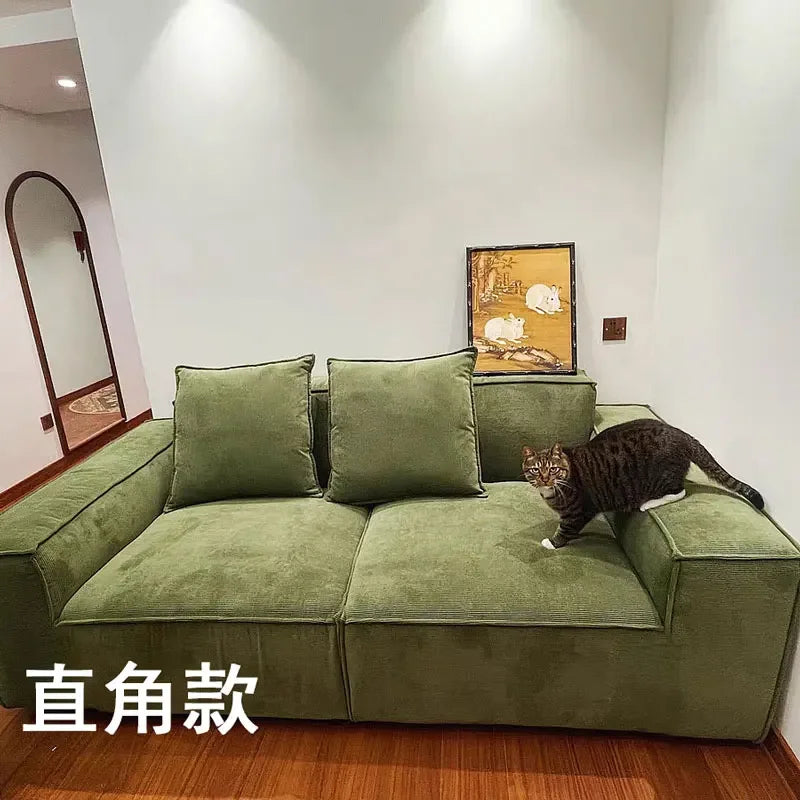 AAModern Vacuum Compression Living Room Lazy Sofa Light Luxury Furniture Corduroy Sponge Filling Multi-Person Sofa Customization
