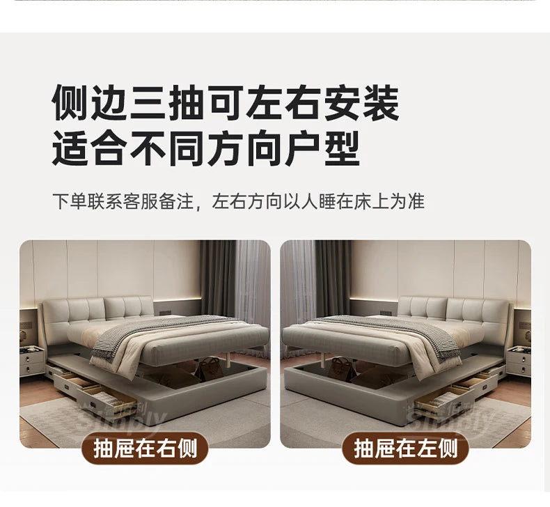 Queen Storage Bed Bedroom King Size Double Modern Frame Bed Headboard Luxury Sleeping Camas De Dormitorio Home Accessories