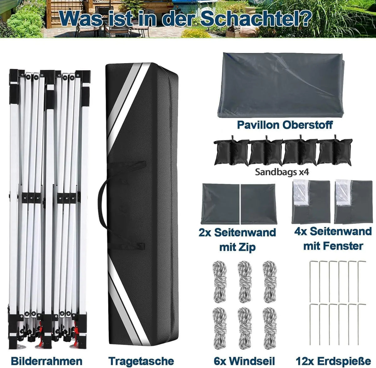 10x20 Pop up Canopy Heavy Duty Party Tent with 6 Removable Sidewalls, Waterproof Commercial Outdoor Gazebo for Wedding Events BBQ, Instant Sun Protection Shelter Multi-color Raised Roof Pavilion with 4 Sandbags Carrying Bag
