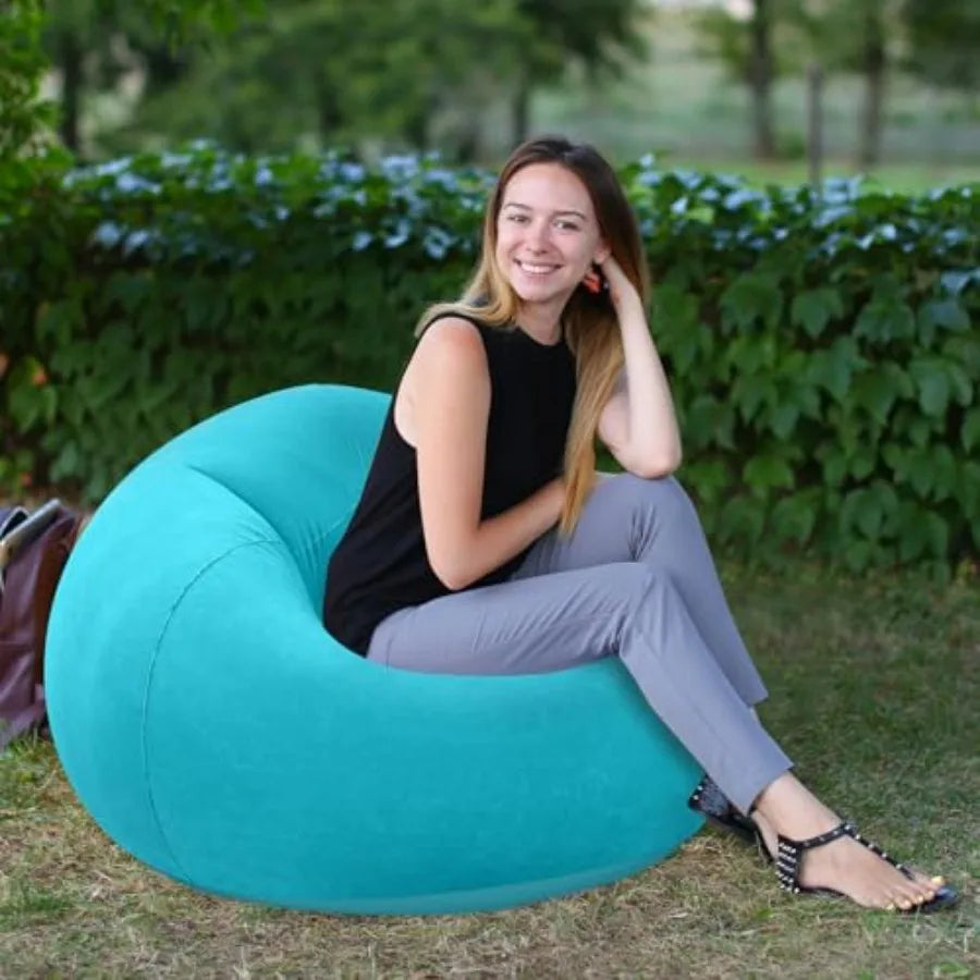 Inflatable Bean Bag Chairs Outdoor Blow up Camping Chairs Inflatable Lazy Sofa Folding Portable Bean Bag Loungers Couch for Mov