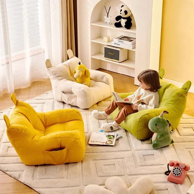 Single Sofa Children's Small Sofa Chair Solid Color Sofa Chair Portable Sofa Bedroom Furniture Mini Sofa Frameless Baby Seat