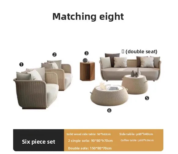 Italian Style Modern Luxury Waterproof Outdoor Rattan Garden Sofa Set For Hotels And Villas For Courtyard