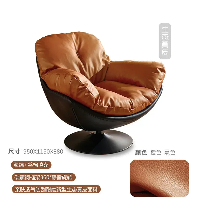 Italian single sofa chair living room designer casual lazy sofa vintage swivel chair