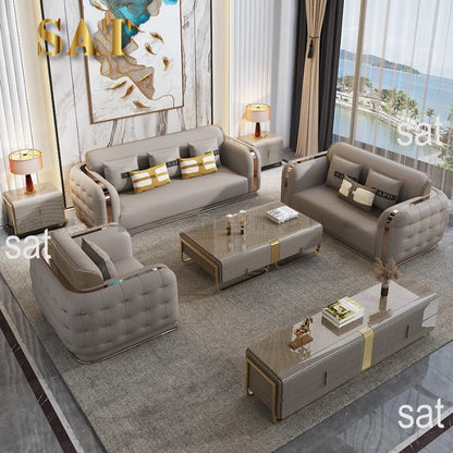 For Luxury Fancy Living Room Sofa Genuine Leather Designer Italian Sofa Loveseat Single Canape Salon De Luxe Apartment Furniture
