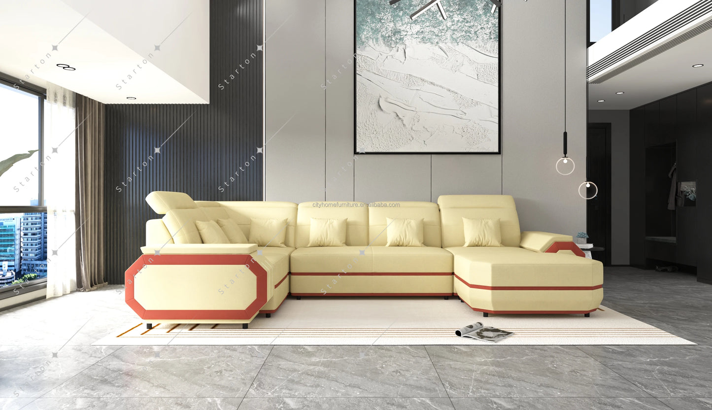 Modern Style Office Genuine Leather Sofa Set Furniture Living Room