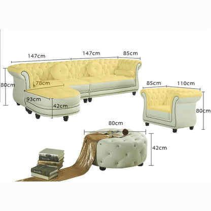 Hot Sale Modern White Leather Sofa Set Furniture  Chesterfield 321 Sofa Leather Living Room Sofas