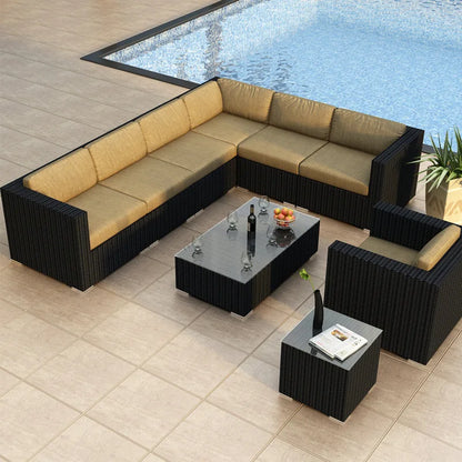 Outdoor rattan sofa combination U-shaped corner courtyard garden balcony hotel