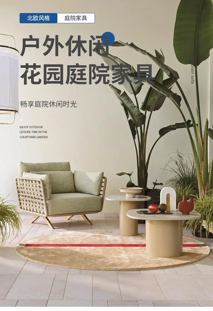 High-end outdoor furniture open-air balcony rain protection sun protection sofa courtyard outdoor villa hotel garden combination