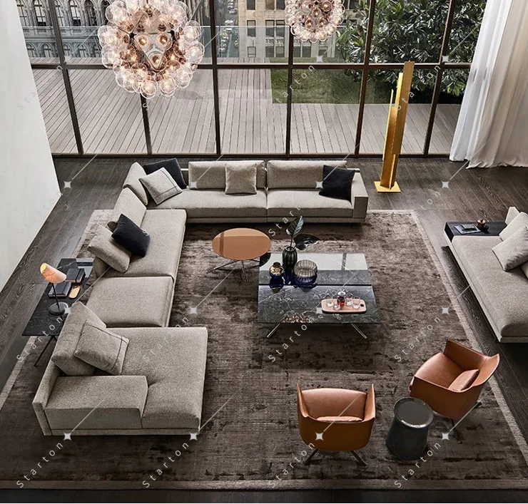 Modern Italian Designer Sofa Set Furniture Fabric U Shape Couch Living Room Sofas Sectional Living Room Furniture Sofa Set Salas