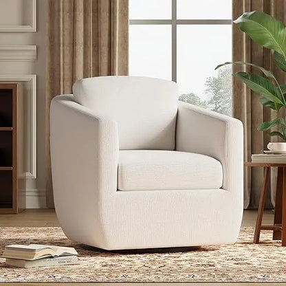 360° Swivel Accent Chair with Pillow - Comfy Living Room Armchair No-Sag Foam & Sturdy Metal Base, Fully Assembled Swivel Accen