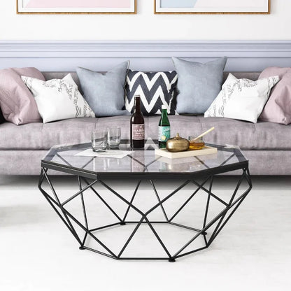 Nordic Light Luxury Tempered Glass Coffee Tables Small Apartment Sofa Side Table Simple Iron Corner Table Living Room Furniture