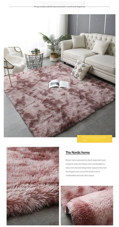 VIKAMA Tie-Dye Plush Carpet Living Room Decoration Soft Fluffy Home Mat Children's Room Baby Crawling Non-Slip Blanket