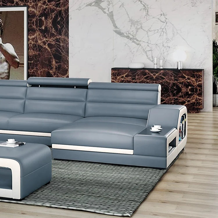 10set Living Room Dark Green Minimal Modern Leather Sofa Bed Luxury Sectional Leather Sofa in China