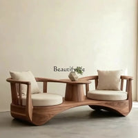 44North American black walnut solid wood double one-piece chair new Chinese simple fabric chaise longue