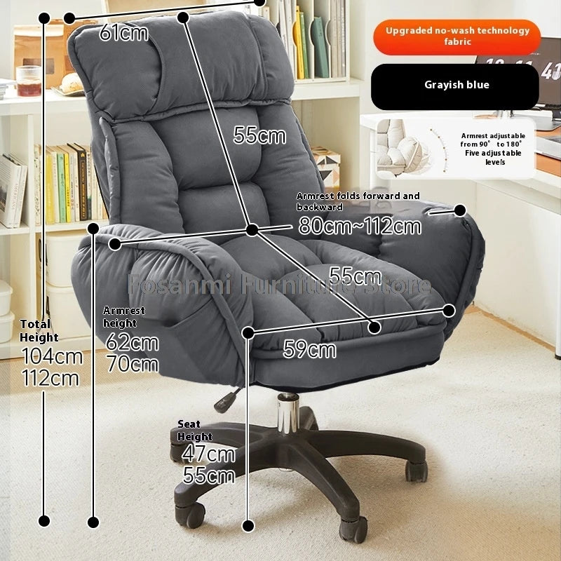 Comfort Soft Desk Chair with Adjustable Armrests Home Office Ergonomic Wide Seat Computer Chairs High-Back Gaming Recliner Chair