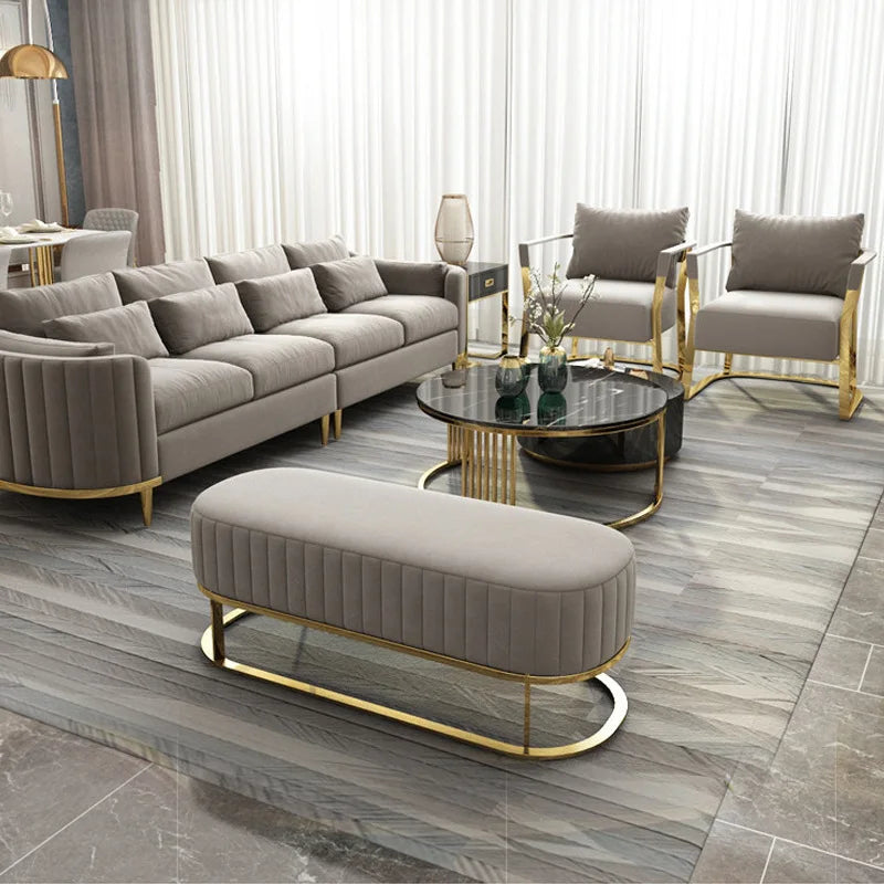 Modern Living Room Upholstery Velvet Sofa Set Tufted Designer Accent Golden  Luxury Office Reception Sofa Chair