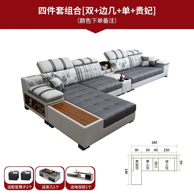 Nordic Luxury Technology Cloth Sofa for Living Room Furniture Modern Living Room Sofa Combination Large Apartment Sofa Set u