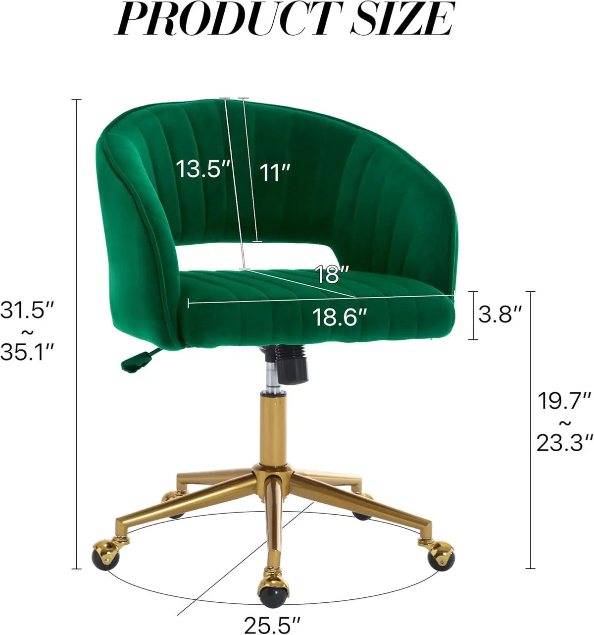 High quality  Home Office Chair Swivel Velvet Desk Chair Accent Armchair Upholstered Modern Tufted Chairs with Gold Base for Gir